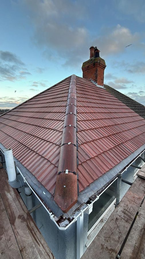 Roof stripped back to bare rafters ready for new membrane